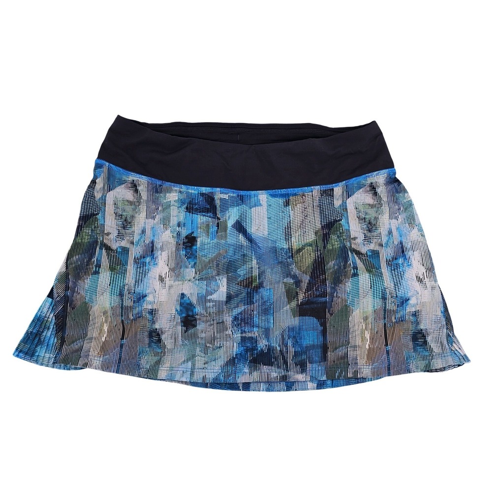 Lululemon Pace Setter Skirt Blue Green Abstract Pleated Running Tennis Skort 6